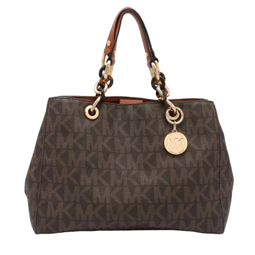 Michael Michael Kors Signature Coated Canvas Medium Cynthia Tote Designer Bag